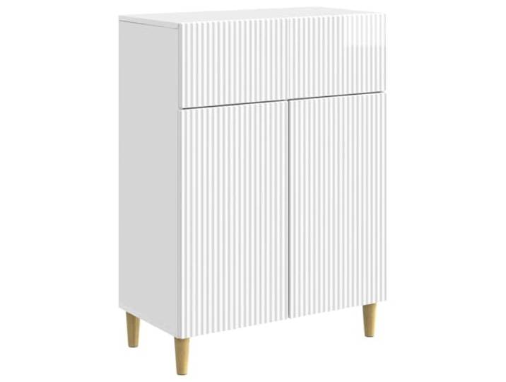 LASWWQMRF Sideboard Hochglanz Weiß 66x34,5x90cm Holzwerkstoff Schmaler Anrichtenschrank für Esszimmer und Flur mit Schwenktüren sowie Schublade für sortierte Alltagsaufbewahrung.