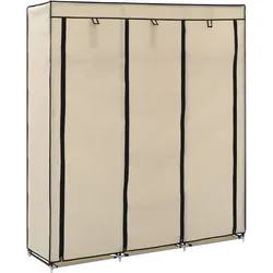 vidaXL Kleiderschrank mit Fächern und Stangen Creme 150x45x175cm Stoff
