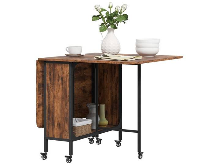 HOMAIRE Table a manger pliante en bois et métal 130x80x74 cm rustikal marron