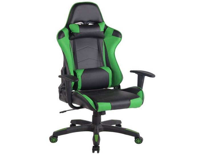 Fauteuil de bureau design sportif mecanisme d inclinaison coussins en PVC noir / vert 10_0002551