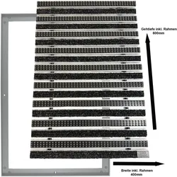 Emco Eingangsmatte DIPLOMAT 22mm   40x60cm   Rips Anthrazit + Bürsten Grau