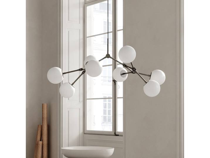 Drop Bulp Mini Kronleuchter 97 cm lang grau - 101 Copenhagen - Wohnzimmer - Modern - Glas - Mehrflammig