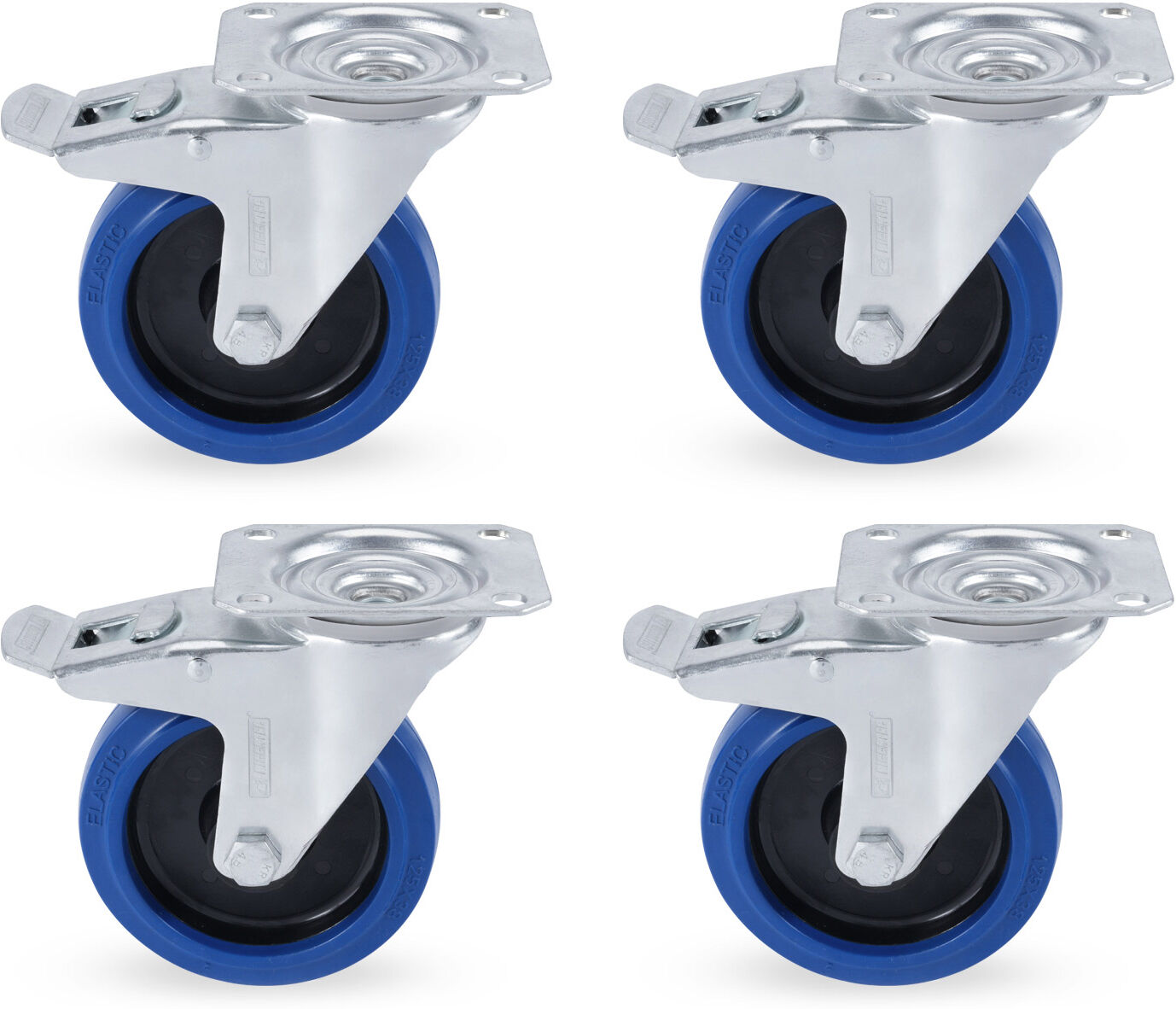 Riggatec Lenkrollensatz 125mm Blue Wheel 4x Mit Bremse