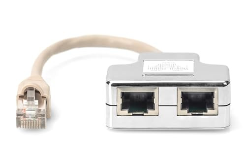 Digitus T-adapter RJ45 CAT5e Ethernet LAN splitter 1x RJ45 naar 2x RJ45 wit/grijs