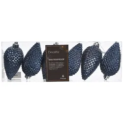 Kaemingk Christbaumschmuck Zapfen bruchfest Ø 4,5cm / H 8cm 6 Stk blau