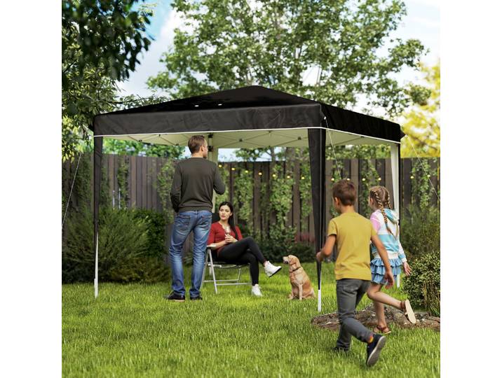 Outsunny Pavillon 3x3m Hauteur Réglable Métal Tissu Noir