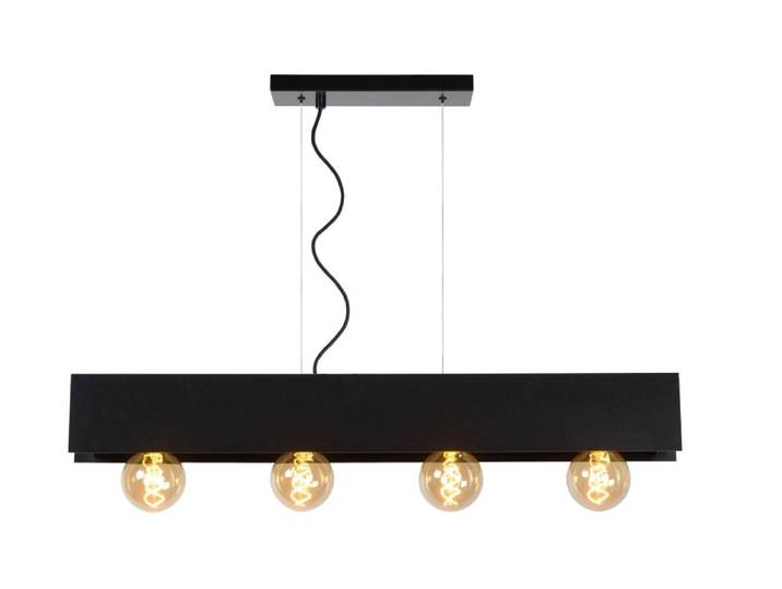 Suspension métal 4 lumières noir