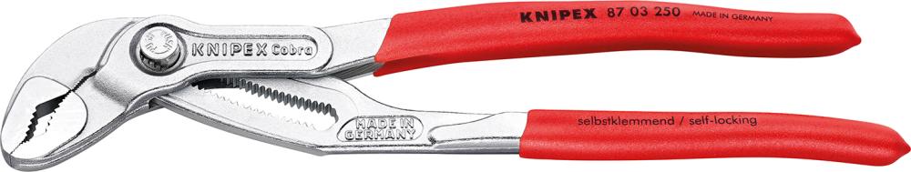 KNIPEX Wasserpumpenzange Cobra, Kopf verchromt, Griffe mit rutschhemmenden Kunststoffhüllen