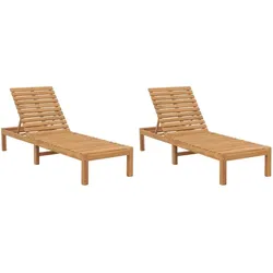 Helloshop26 - Set aus 2 Sonnenliegen Deckstühlen Sonnenbetten Gartenbetten Terrassenmöbeln massivem Teakholz 02_0012142