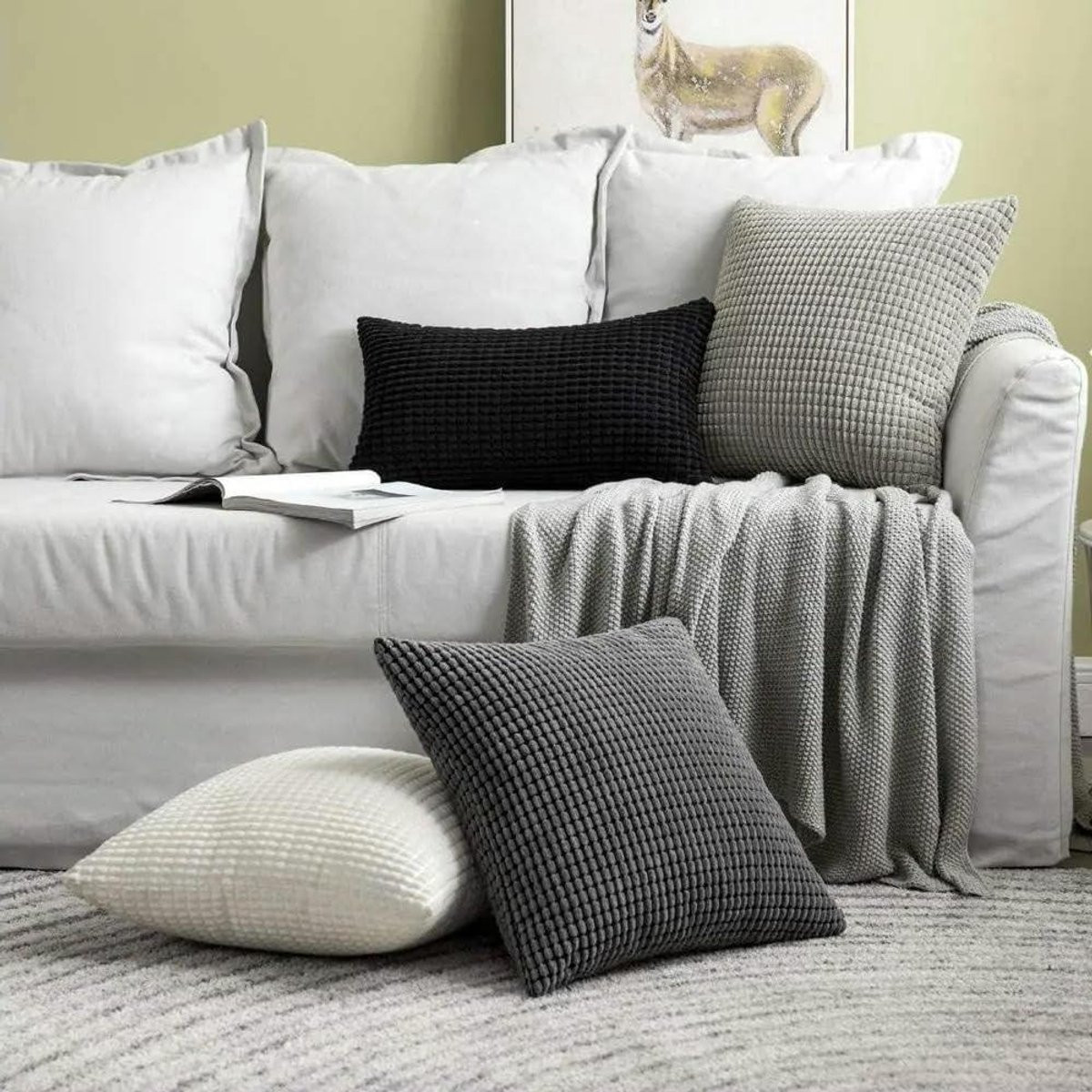 Bruine Pluche Kussenhoes met Zachte Textuur voor Woonkamer Decoratie