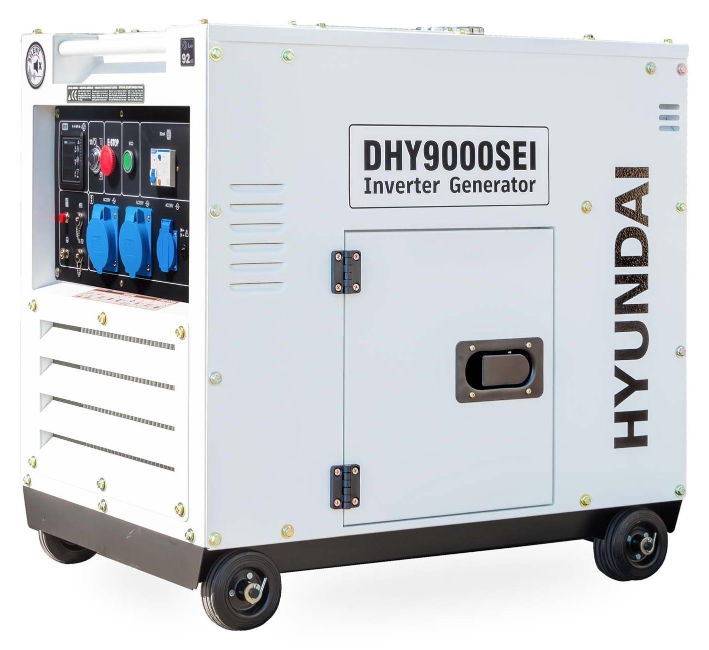 HYUNDAI Diesel Inverter Generator DHY9000SEi - 6,5 kW Stromerzeuger mit E-START, ATS-Anschluss, SINUS-Strom - Diesel Notstromaggregat für Baustelle & Werkstatt