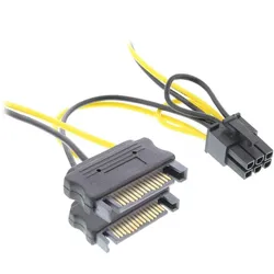 INLINE Stromadapter intern, 2x SATA zu 6pol, für PCIe (PCI-Express) Grafikkarten, 0,15m