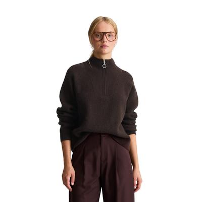 Strickpullover MARC O'POLO DENIM "mit weicher Haptik", Damen, Gr. S, braun (espresso braun), Obermaterial: 100% Schurwolle, unifarben, Pullover Strickpullover