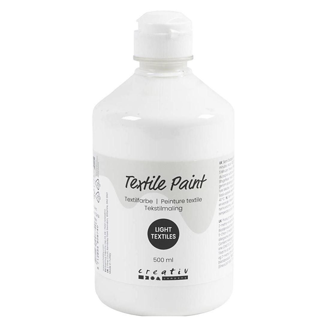 Creativ Company Textile Paint, semi opaque, white, 500 ml/ 1 bottle (500 ml) (7034154)