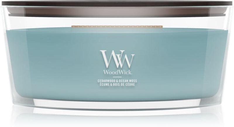 Woodwick Cedarwood & Ocean Moss scented candle with wooden wick 453.6 g