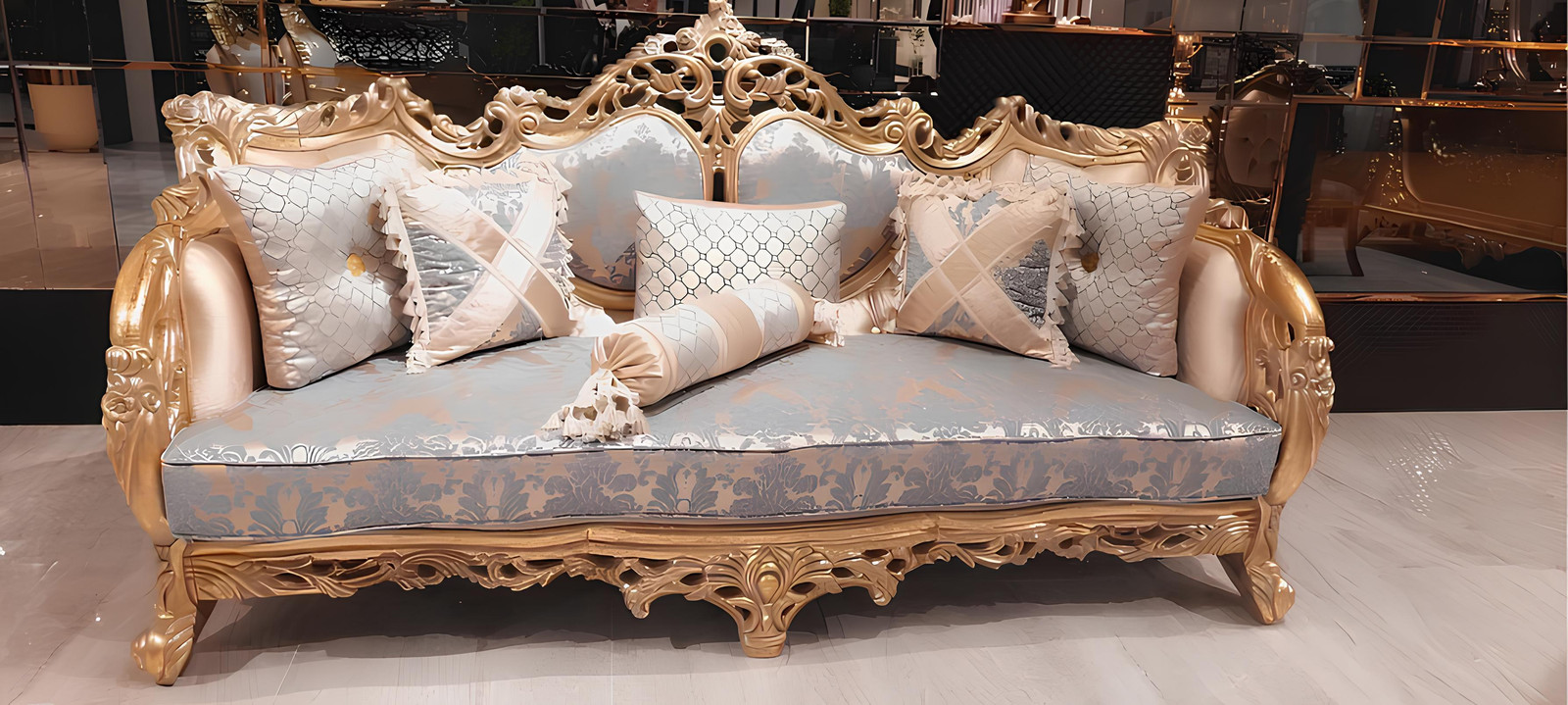 Klassieke Barok Dreisitzer Couch in Franse Stijl voor de Woonkamer