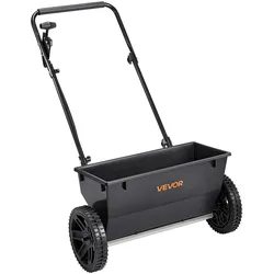 VEVOR Streuwagen, 22,6 kg Fassungsvermögen, Schleuderstreuwagen mit Einfülltrichter, 460 mm Streubreite & 10 Einstellmöglichkeiten, 25,4 cm Reifen, Düngerstreuer für Saatgut, Dünger