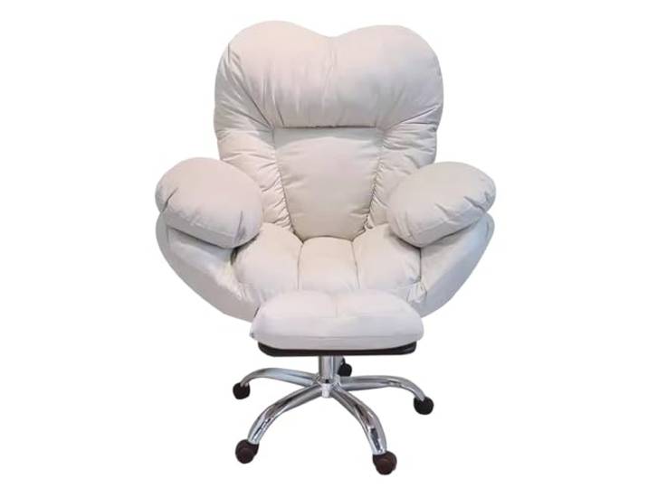 Relaxsessel mit Aufstehhilfe Gaming Rückenlehne Lazy Sofa Heimbüro Schreibtischstühle für Wohnzimmer, Gaming-Stühle bequeme Büro-Schreibtischstühle Sessel für Schlafzimmer (Farbe: Beige mit Fußstütze)