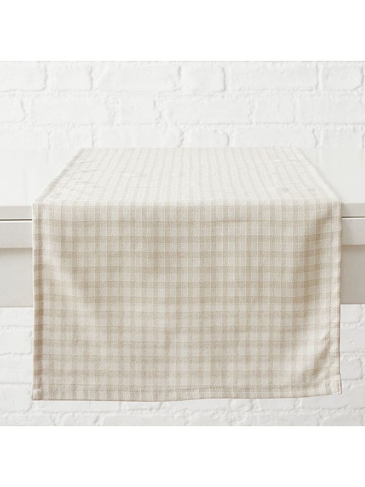 Boltze Tischläufer "Checks" in Beige - (L)140 x (B)40 cm - onesize