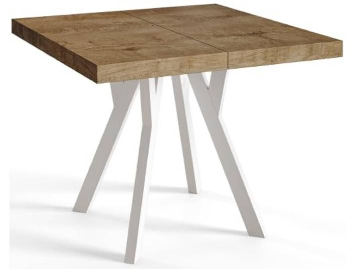 Esstisch Ausziehbar Rico 100-200cm, Lefkas, Holzbeine, Modernes Design Quadratischer Tisch, Moderner Design, Wohnzimmertisch und Küchentisch, Stabile Konstruktion, Weiße Beine
