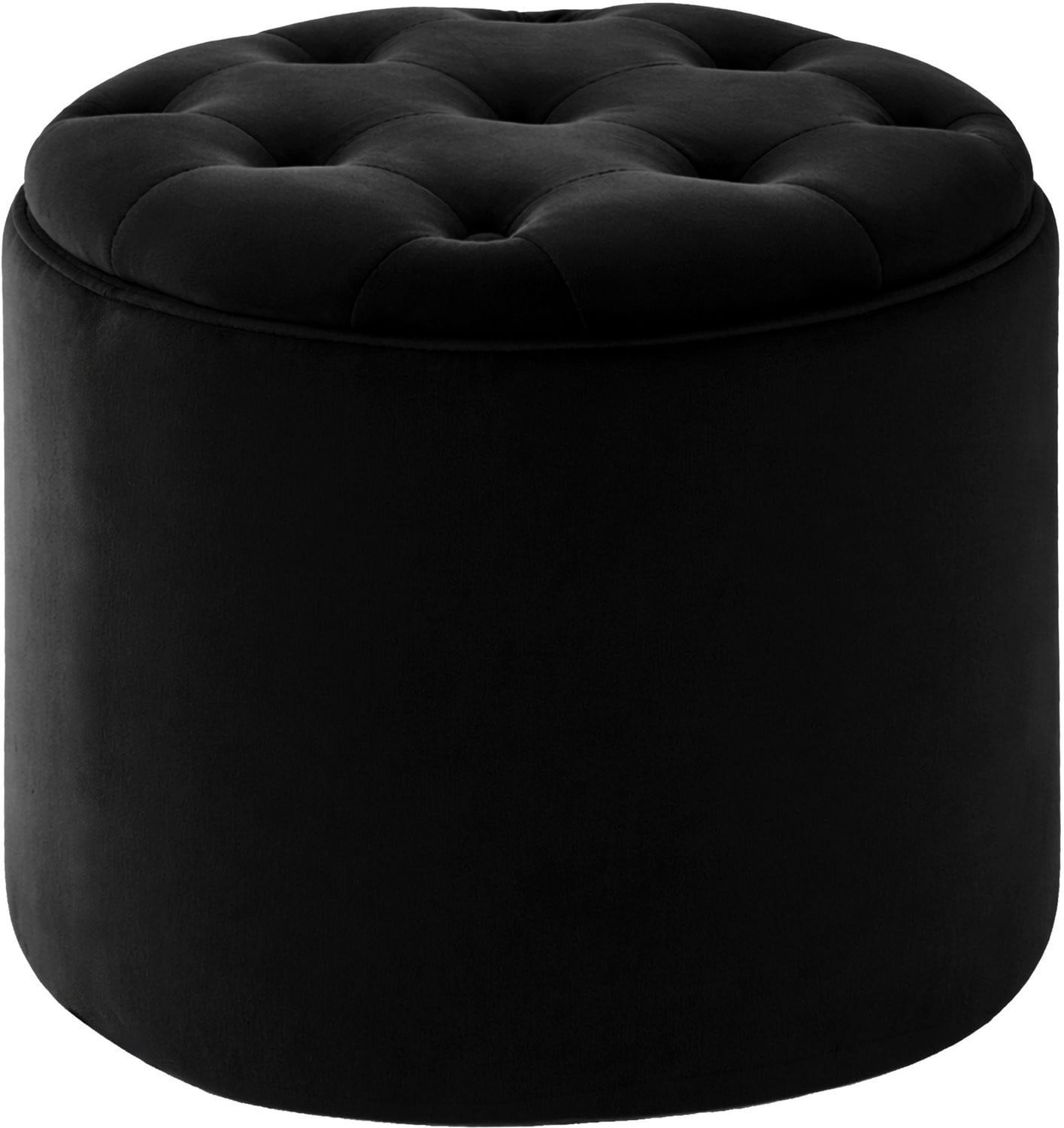 CLP Pantin Ronde Poef met Opbergruimte - Chesterfield - Velvet - Zwart