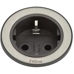 Evoline, Steckdosenleiste, One Einbausteckdose Gehäuse / Zierring schwarz mit Edelstahl (3 m)