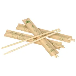 Papstar 1000 Paar Essstäbchen Bambus `ASIA` rund 19,5 cm einzeln gehüllt