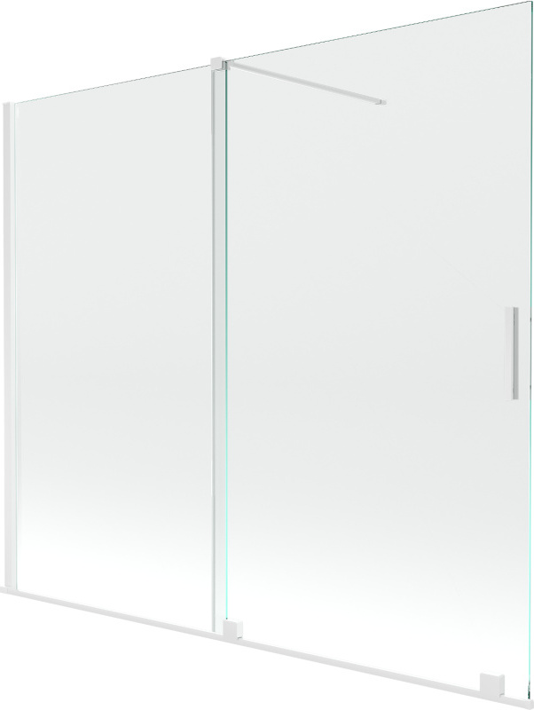 Mexen Velar 2-Flügel-Badewannenwand Regulierbare 180 x 150 cm, transparent, Weiß - 896-180-000-01-20
