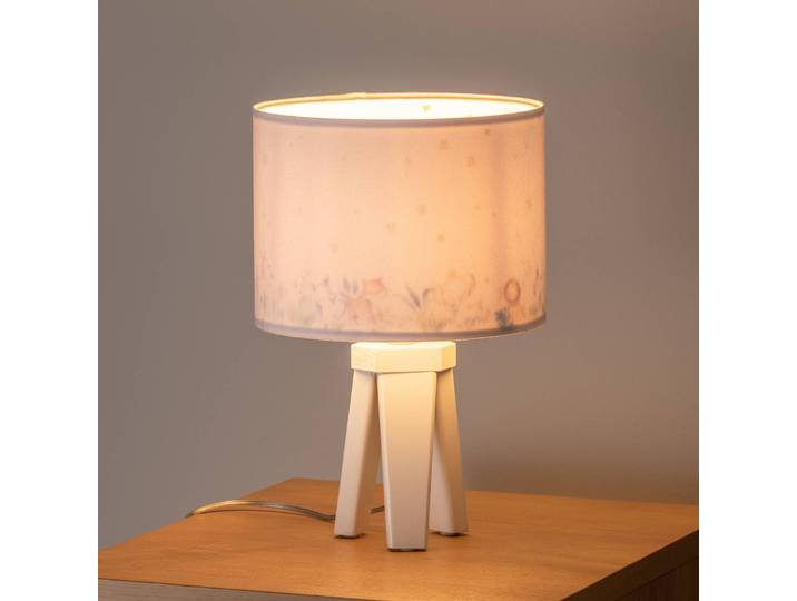 Tischlampe Max Maco Design, weiß / opal, für Kinderzimmer, Holz, Tischleuchte
