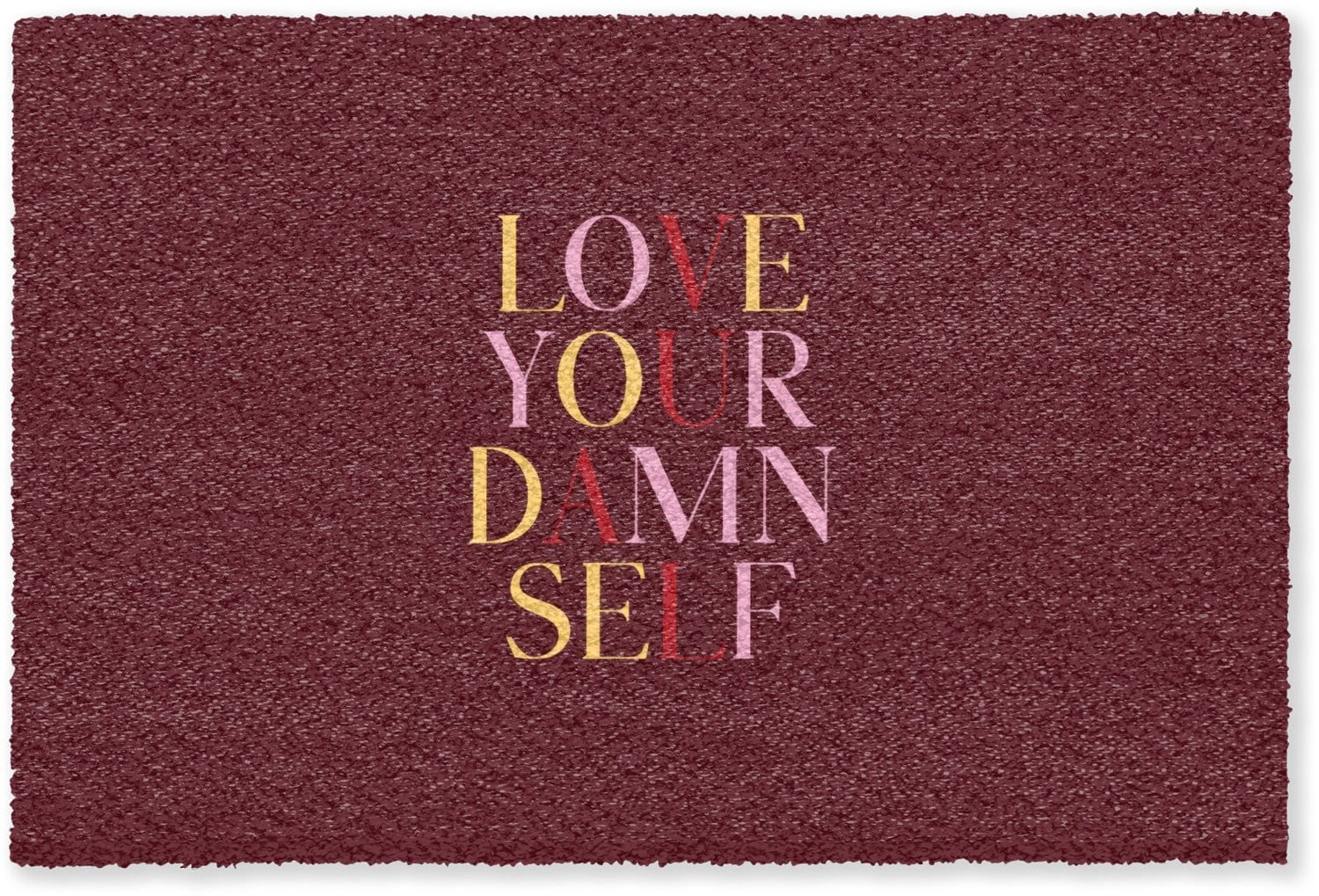 MuchoWow Kleurrijke Deurmat Love your damn self Bordeaux - B/D: 180 x 120 cm