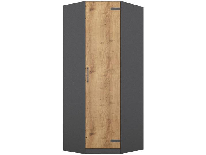Eckkleiderschrank RAUCH Holmes , grau (graumetallic, eiche artisan), B:85cm H:197cm T:54cm, Holzwerkstoff, Schränke, Eckkleiderschrank, im Industrial Style