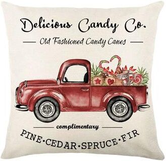 Uplift Treasures Merry Christmas Linen Pillow Cover With Deer And Tree Design 3