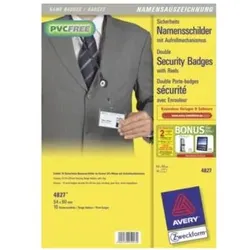 Avery, Informationsschild, Zweckform Doppel-Sicherheits-Namensschild, 90 x 54 mm transparent, Hartbox aus festem PVC-freiem Ma