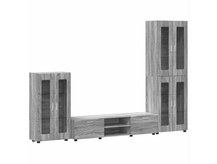 RJPLMFV TV-Möbel Florin, 3-teilig, Grau, Sonoma, Holzverbundwerkstoff Minimalistisches Design, geräumige Aufbewahrung, mattes Finish, modernes Interieur, einfache Wartung