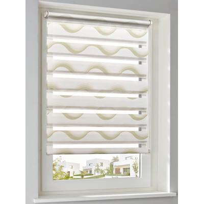 Seitenzugrollo HEINE HOME Gr. 6, beige (weiß, beige), B:90cm H:150cm, 100% Polyester, Rollos, Seitenzugrollo