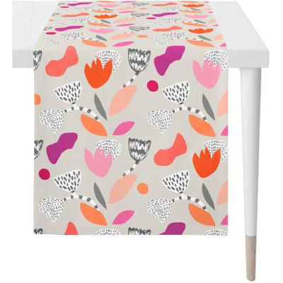 Tischläufer APELT "3807", pink (pink, grau), B:140cm L:48cm, Baumwolle, Polyester, Tischdecken
