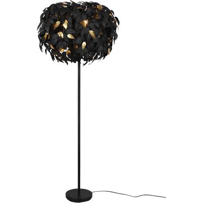 REALITY LEUCHTEN Stehlampe "Leavy", schwarz (schwarz gold), 3, Ø 70cm H: 180cm, 1 Stk., Leuchten, Stehleuchte Blatt Design, Fußschalter, exkl 3xE14 max 28W, Stehlampe