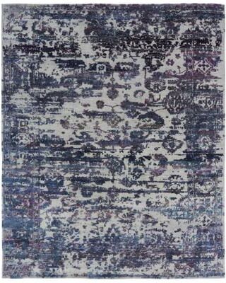 KALATY Transitional Purple Hand-Knotted Wool & Viscose Area Rug