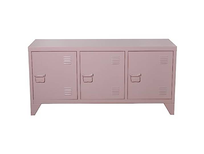DRW TV-Schrank mit 3 Türen aus Metall, Rosa, 40 x 120 x 58 cm