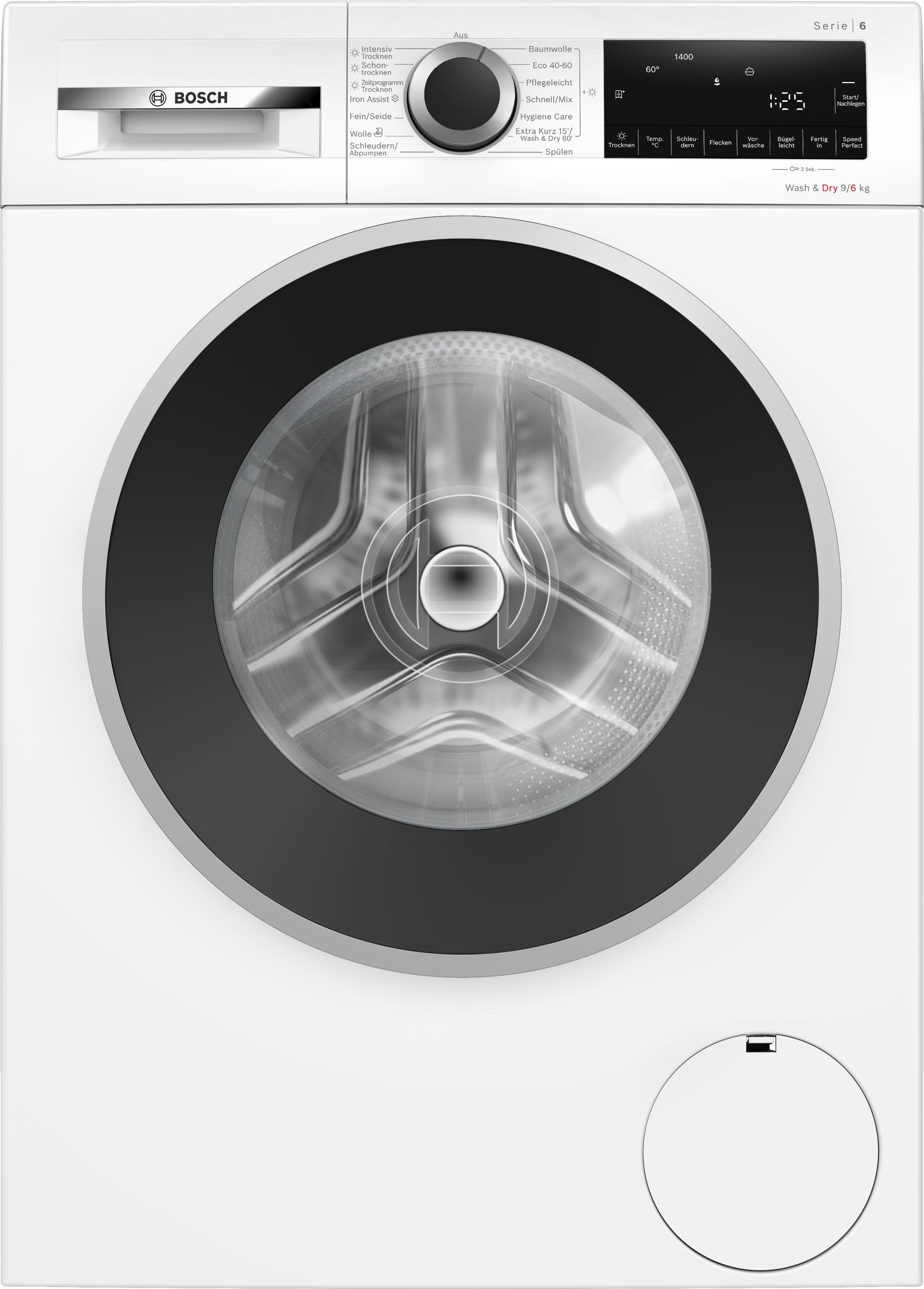 Bosch WNG24442, Frontlader, Freistehend, Weiß, Links, Drehregler, Berührung, LED