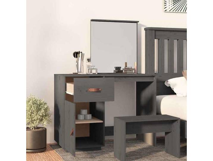 (12921)Moderne Coiffeuse Gris 95x50x134 cm Bois de pin massif poid:22.68 kg