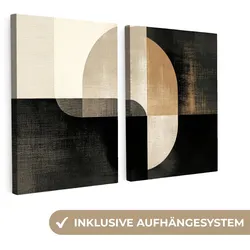 LEINWANDBILD 2er Set Formen - Abstrakt - Gold 180x120 cm