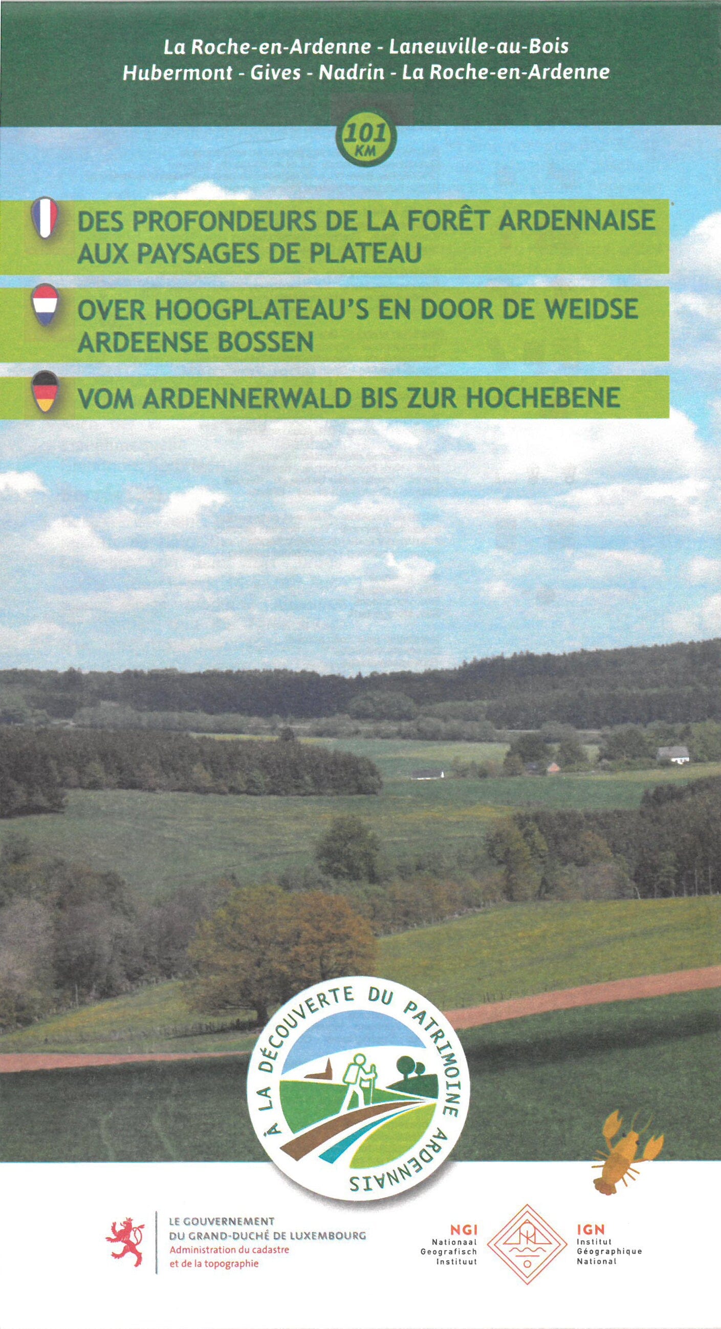 IGN Belgique Carte de promenades - Des Profondeurs de la Forêt Ardennaise au Paysages de Plateau (Belgique)   NGI