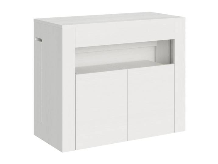 Console extensible 90x42/302 cm effet bois frêne blanc avec banc