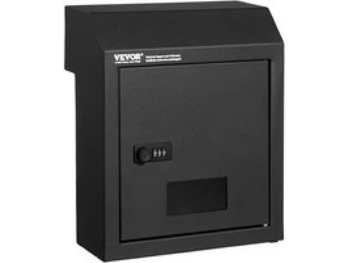 VEVOR Boîte aux Lettres Encastrable Porte, 305x155x360 mm, Boîte de Dépôt de Courrier Travers la Porte, 43 mm, Acier Robuste, Verrouillage à Code Combinaison pour Lettres, Clés, Maison, Bureau, Noir