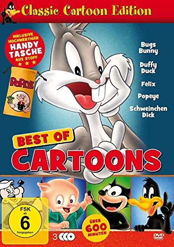 Best Of Cartoons (Duffy Duck - Bugs Bunny - Popeye - Schweinchen Dick - Felix) 3 DVDs & Handytasche - Preis vom 09.10.2026 07:28:09 h