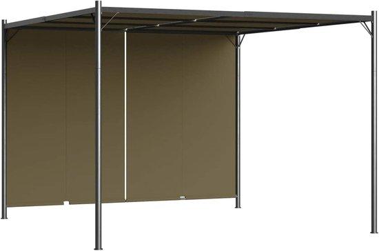 Famanu Pavillon mit Dach - Pergola Überdachung - Außenbereich gestalten - Ausziehbares Schiebedach - 300 x 300 x 225 cm - Taupe