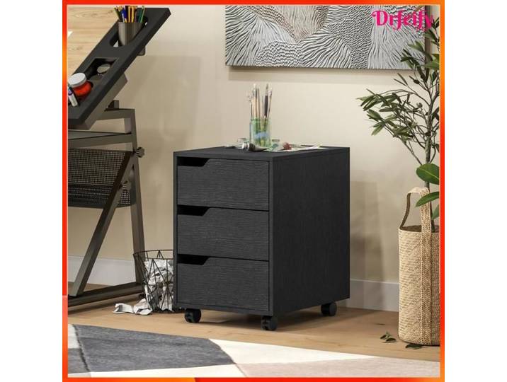 Caisson de bureau mobile - AKOZON - 12027 - 3 tiroirs - 40x50x57 5 cm - Noir
