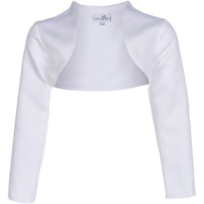 Bolero HAPPY GIRLS "cardigan", Mädchen, Gr. 128, weiß, Strick, Obermaterial: 100% Polyester, unifarben, figurbetont kurz, Rundhals, gerader Abschluss, Strickjacken Bolero, mit dezentem Stehkragen, ohne Verschluss
