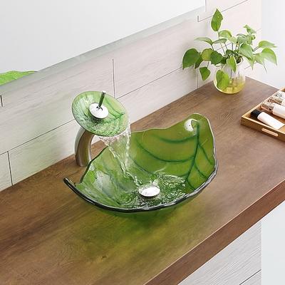 Waschbecken für Badezimmer / Armatur für Badezimmer / Einbauring für Badezimmer Moderne - Hartglas Rechteckig Vessel Sink